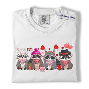 Alternative view of Valentine Raccoon Shirt, Cute Pink Love Animal Graphic Tee, Funny Raccoon Valentine T-Shirt, Gift for Animal Lovers & Valentine Fans, Comfort Colors Shirt