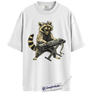 Alternative view of Raccoon Shirt, Funny Keyboard Player Graphic Tee, Piano Music Lover T-Shirt, Gift for Musicians & Animal Lovers, Comfort Colors Shirt