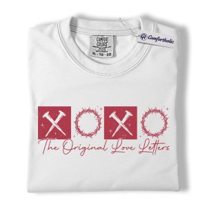 Alternative view of XOXO Jesus Nails Crown of Thorns Shirt, Christian Valentine Graphic Tee, Faith Good Friday T-Shirt, Valentine Gift for Couples & Believers, Comfort Colors Shirt