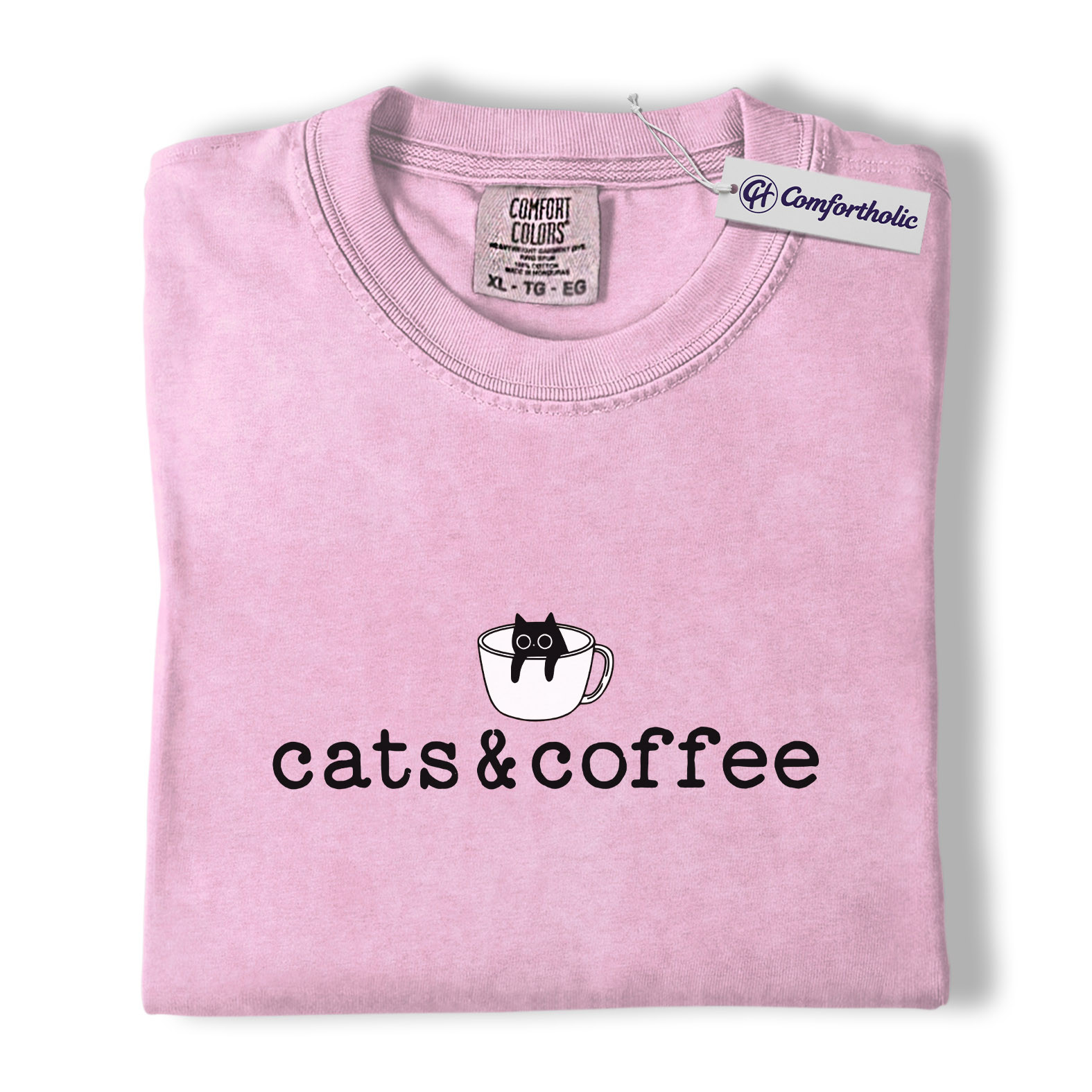 Cats & Coffee Shirt, Minimal Cat Mug Graphic Tee, Cat Lover Coffee Lover T-Shirt, Cute Gift for Cat Moms & Baristas, Comfort Colors Shirt - Image 9
