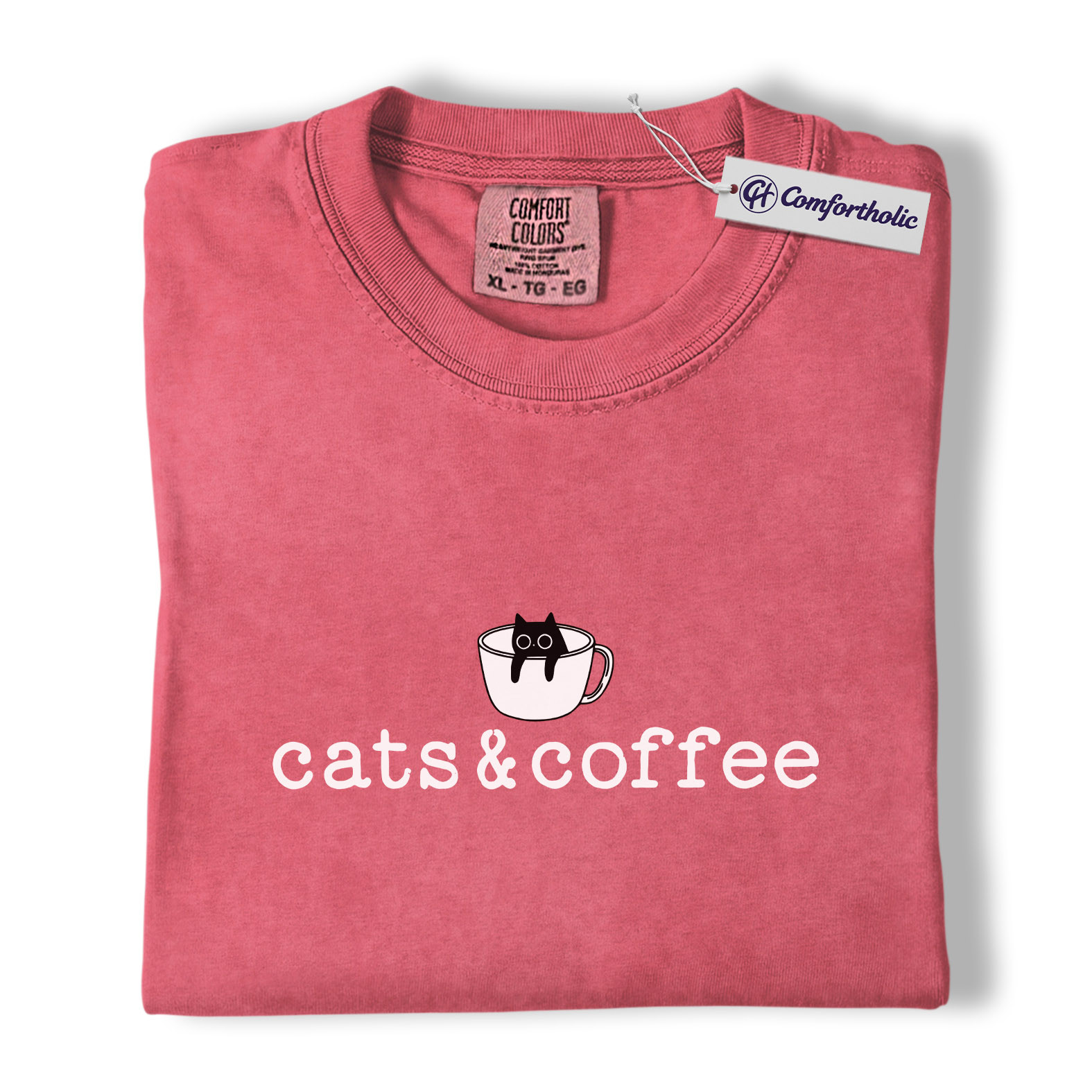 Cats & Coffee Shirt, Minimal Cat Mug Graphic Tee, Cat Lover Coffee Lover T-Shirt, Cute Gift for Cat Moms & Baristas, Comfort Colors Shirt - Image 10