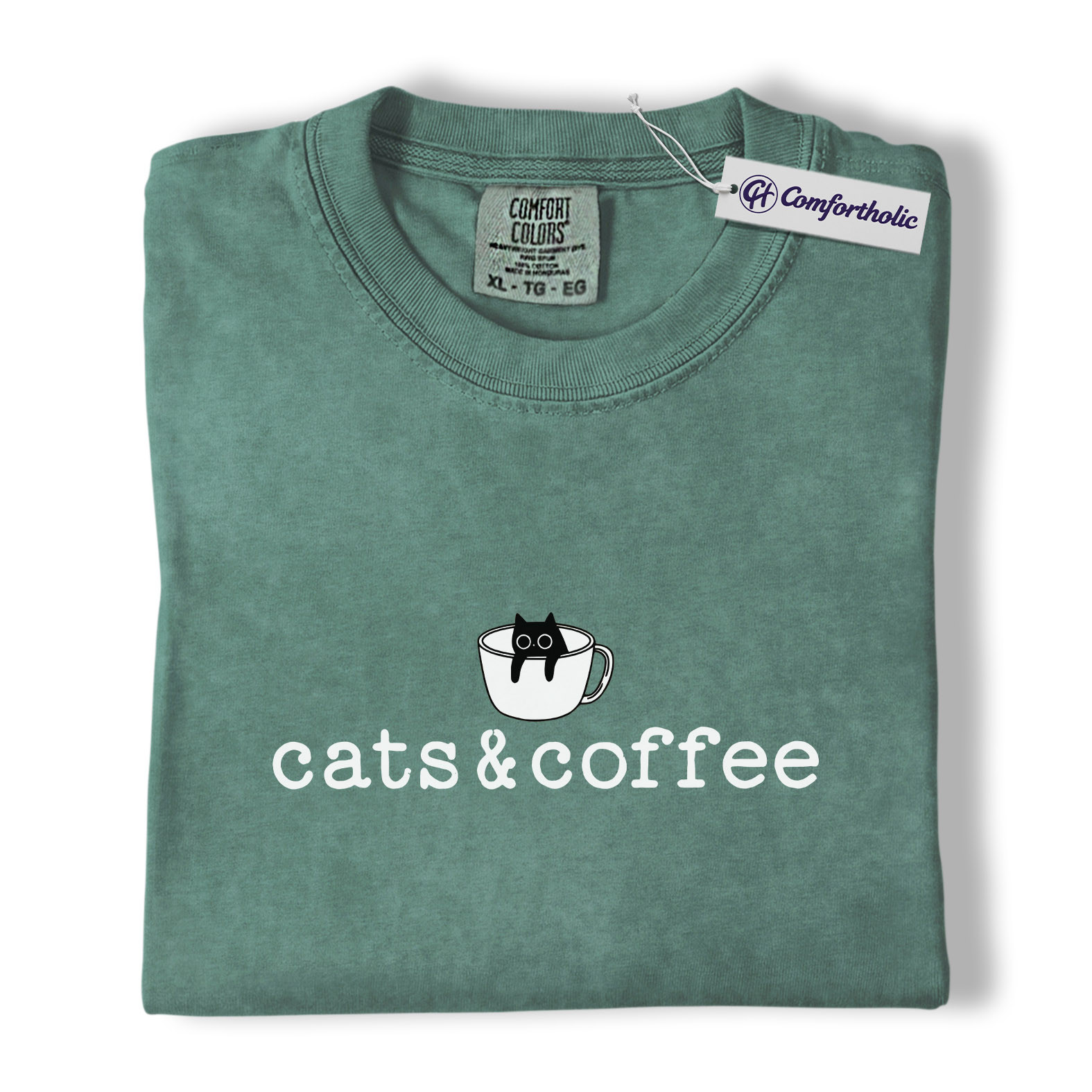 Cats & Coffee Shirt, Minimal Cat Mug Graphic Tee, Cat Lover Coffee Lover T-Shirt, Cute Gift for Cat Moms & Baristas, Comfort Colors Shirt - Image 11