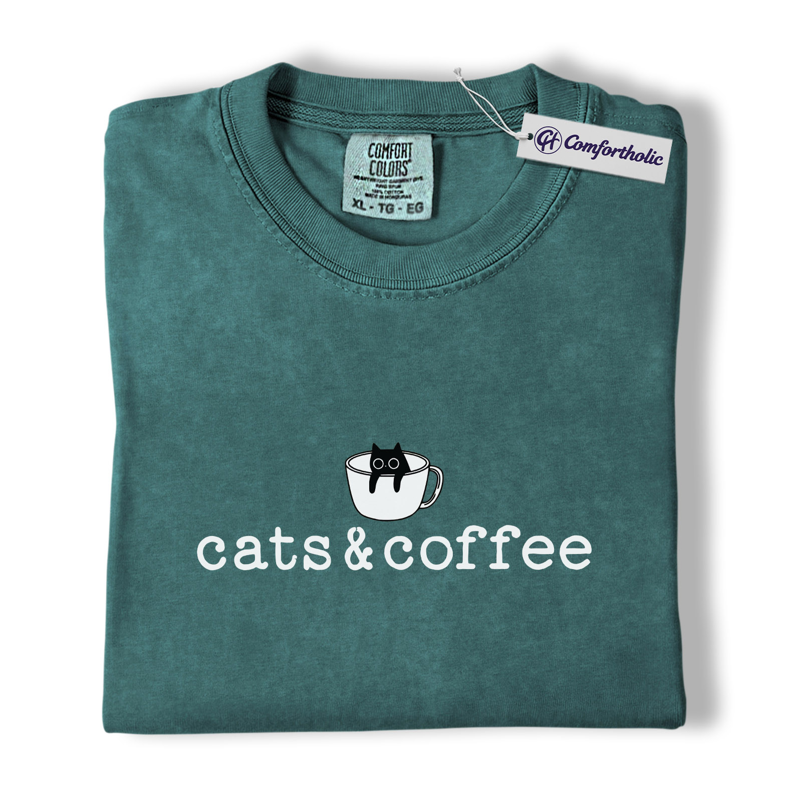 Cats & Coffee Shirt, Minimal Cat Mug Graphic Tee, Cat Lover Coffee Lover T-Shirt, Cute Gift for Cat Moms & Baristas, Comfort Colors Shirt - Image 12