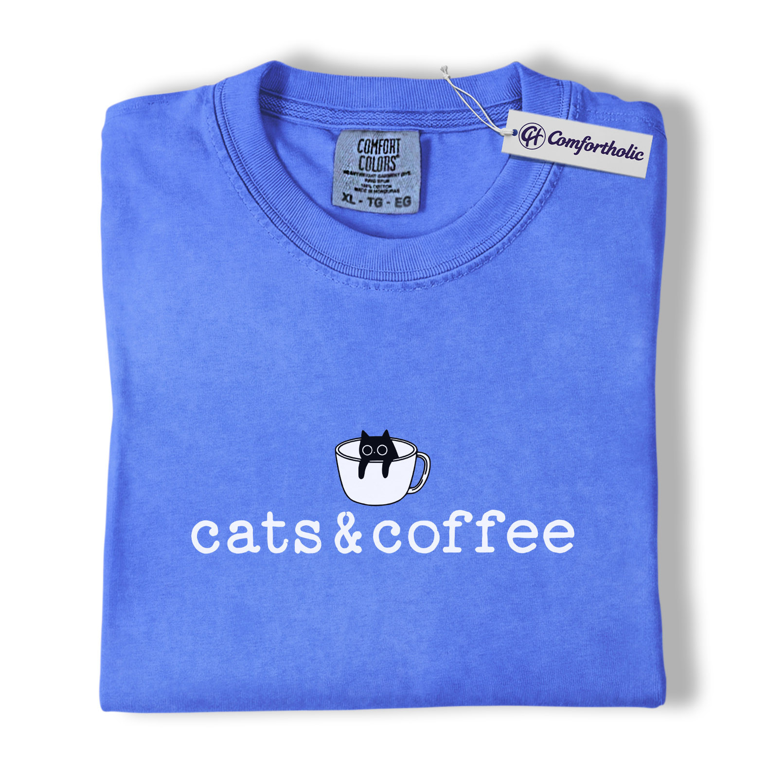 Cats & Coffee Shirt, Minimal Cat Mug Graphic Tee, Cat Lover Coffee Lover T-Shirt, Cute Gift for Cat Moms & Baristas, Comfort Colors Shirt - Image 13