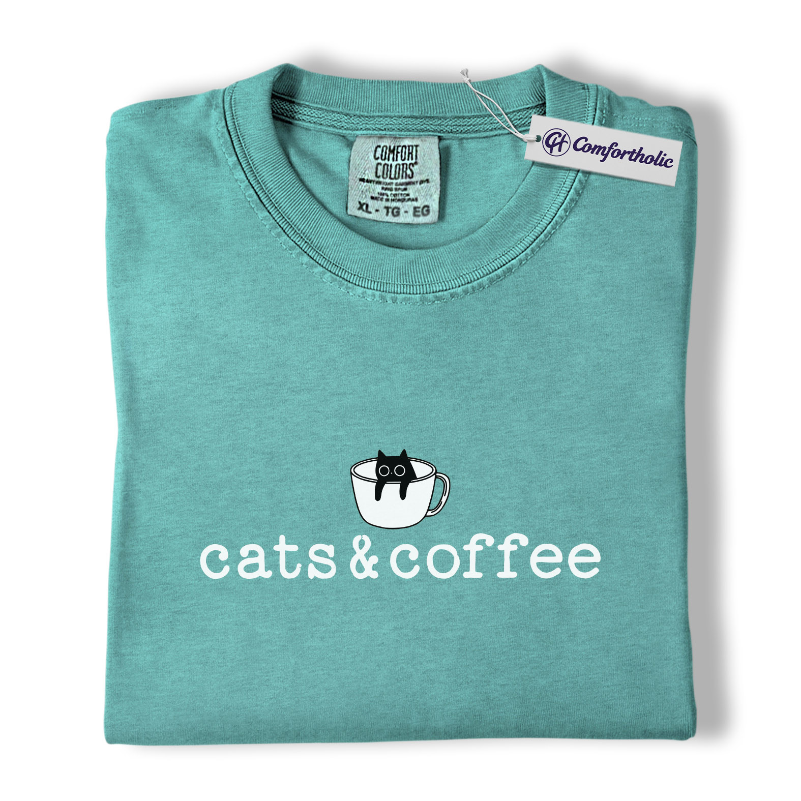 Cats & Coffee Shirt, Minimal Cat Mug Graphic Tee, Cat Lover Coffee Lover T-Shirt, Cute Gift for Cat Moms & Baristas, Comfort Colors Shirt - Image 14