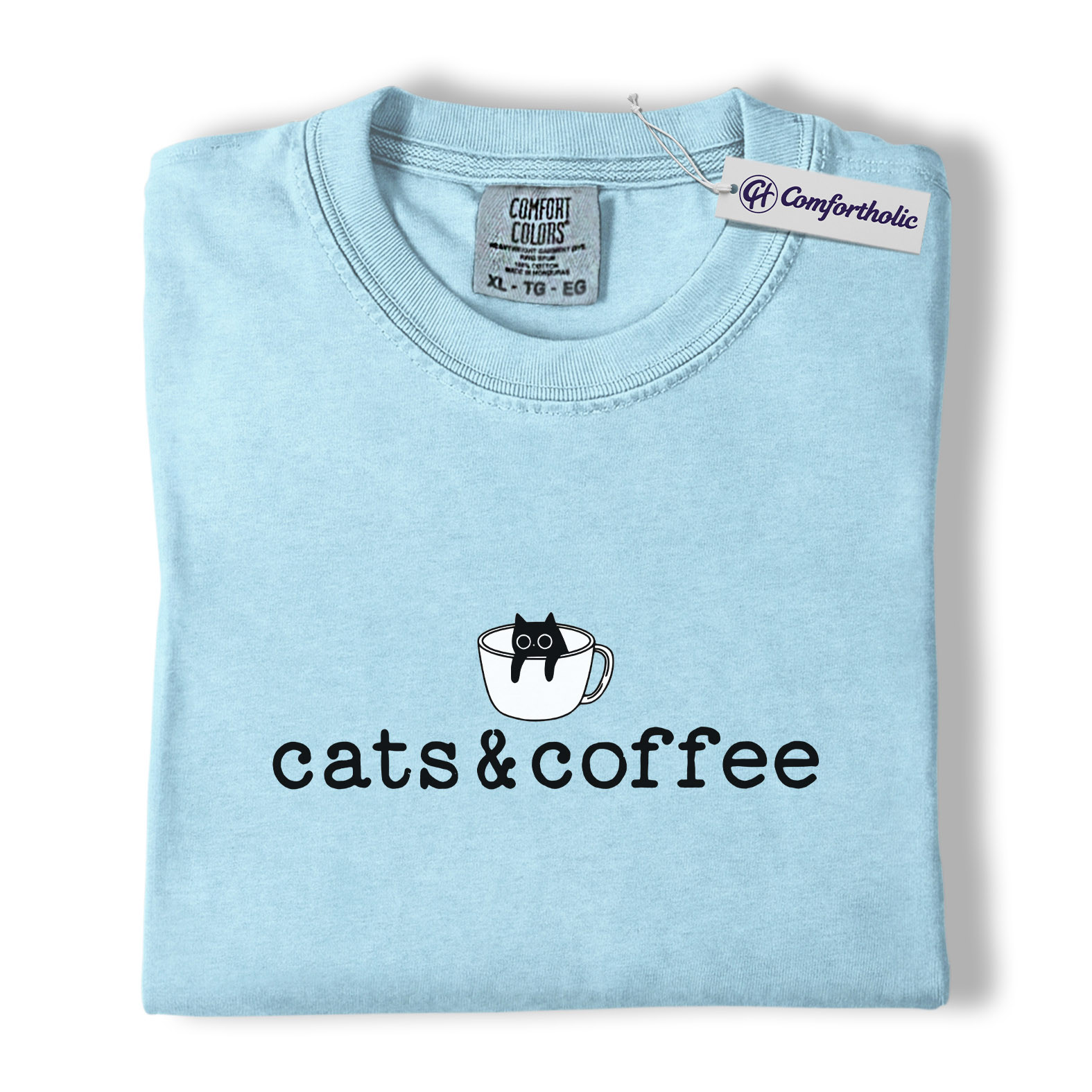 Cats & Coffee Shirt, Minimal Cat Mug Graphic Tee, Cat Lover Coffee Lover T-Shirt, Cute Gift for Cat Moms & Baristas, Comfort Colors Shirt - Image 15