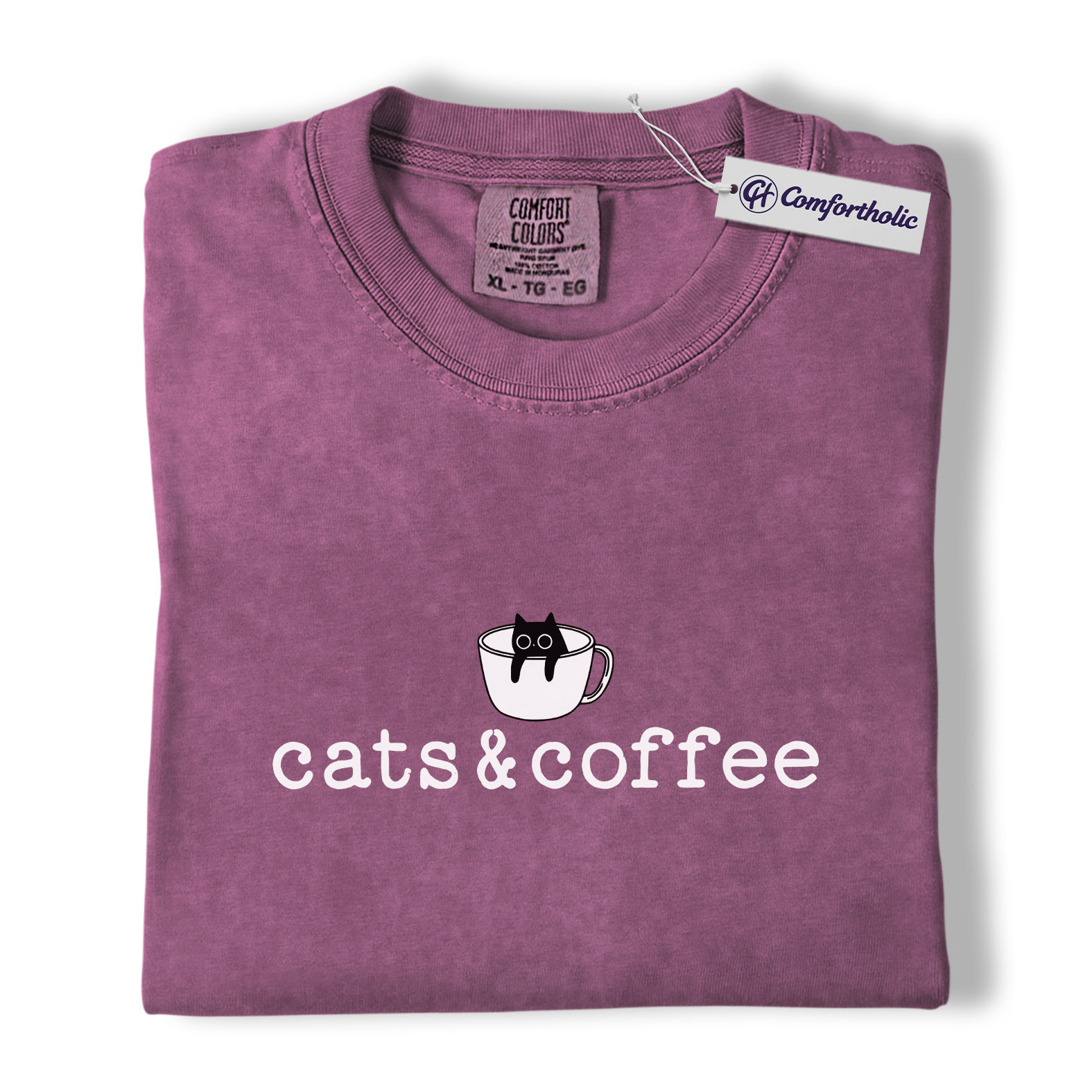Cats & Coffee Shirt, Minimal Cat Mug Graphic Tee, Cat Lover Coffee Lover T-Shirt, Cute Gift for Cat Moms & Baristas, Comfort Colors Shirt - Image 16