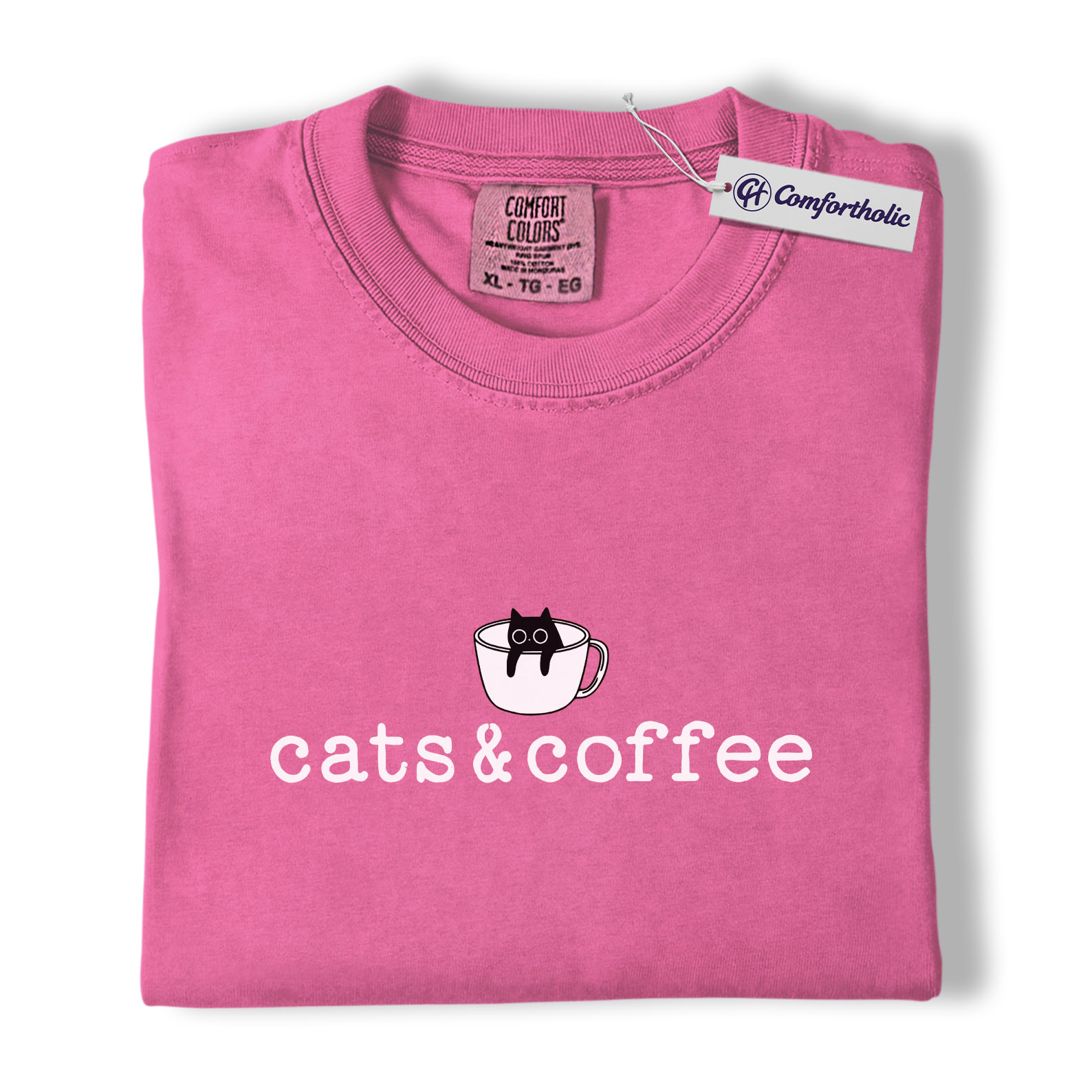 Cats & Coffee Shirt, Minimal Cat Mug Graphic Tee, Cat Lover Coffee Lover T-Shirt, Cute Gift for Cat Moms & Baristas, Comfort Colors Shirt - Image 17