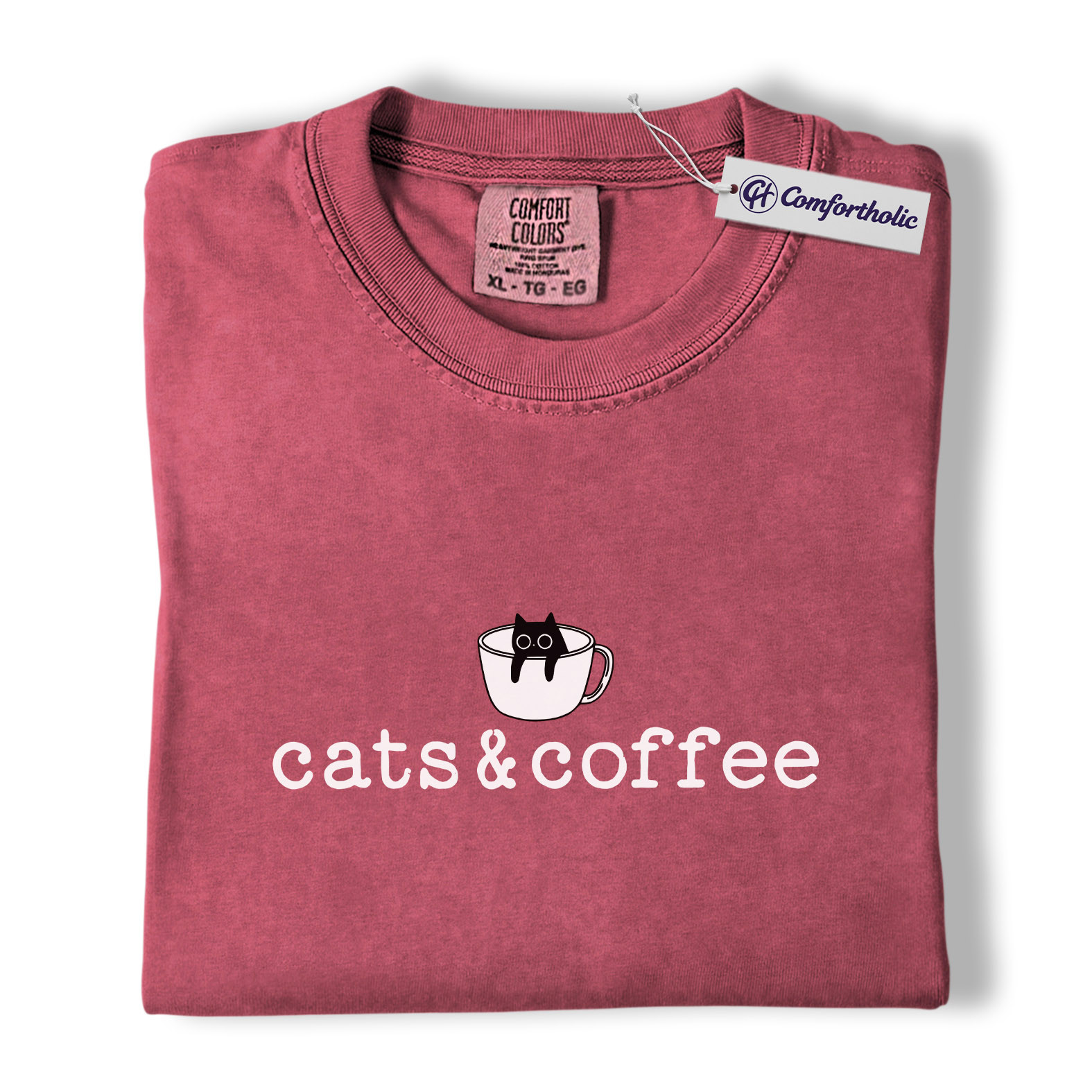 Cats & Coffee Shirt, Minimal Cat Mug Graphic Tee, Cat Lover Coffee Lover T-Shirt, Cute Gift for Cat Moms & Baristas, Comfort Colors Shirt - Image 19