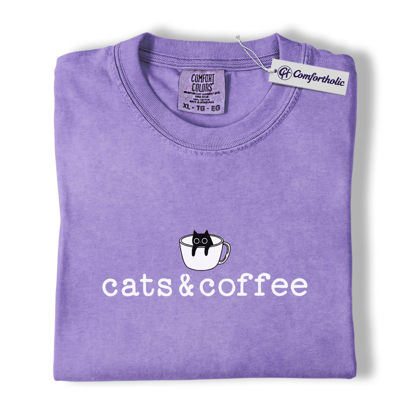 Cats & Coffee Shirt, Minimal Cat Mug Graphic Tee, Cat Lover Coffee Lover T-Shirt, Cute Gift for Cat Moms & Baristas, Comfort Colors Shirt - Image 20