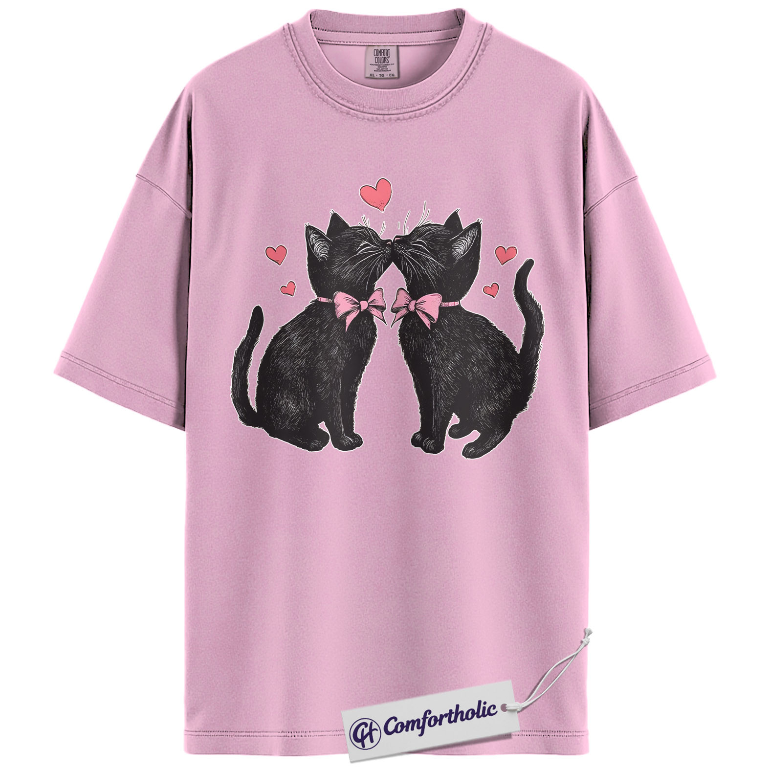 Valentine Cats Shirt, Cute Black Cat Couple Graphic Tee, Pet Lover Valentine’s Day T-Shirt, Valentine Gift for Cat Lovers, Comfort Colors Shirt