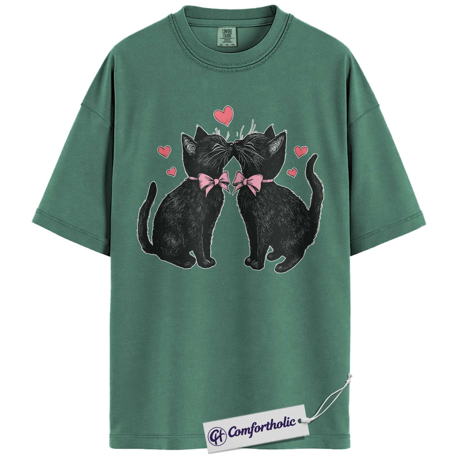Valentine Cats Shirt, Cute Black Cat Couple Graphic Tee, Pet Lover Valentine’s Day T-Shirt, Valentine Gift for Cat Lovers, Comfort Colors Shirt - Image 10
