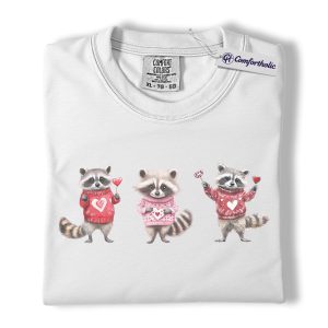 Alternative view of Valentine Raccoon Shirt, Cute Trash Panda Graphic Tee, Raccoon Lover T-Shirt, Valentine’s Day Gift for Animal Lovers, Comfort Colors Shirt