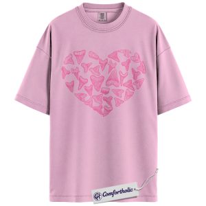 Shark Tooth Heart Shirt, Cute Valentine Ocean Graphic Tee, Shark Lover T-Shirt, Gift for Beach & Shark Teeth Fans, Comfort Colors Shirt
