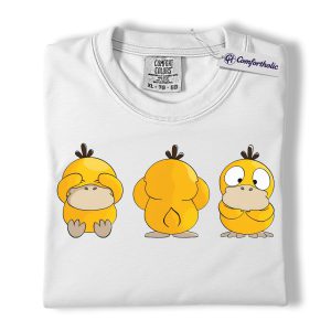 Alternative view of Psyduck Shirt, Pokemon Shirt, PKM Shirt, No Talk No Hear No See Shirt, Anime Graphic Tee, Comfort Colors Shirt