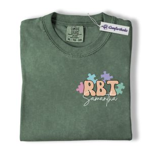 Personalized RBT Shirt, Cute Autism Puzzle Pieces Graphic Tee, ABA Therapist T-Shirt, Gift for Registered Behavior Technicians, Comfort Colors Shirt
