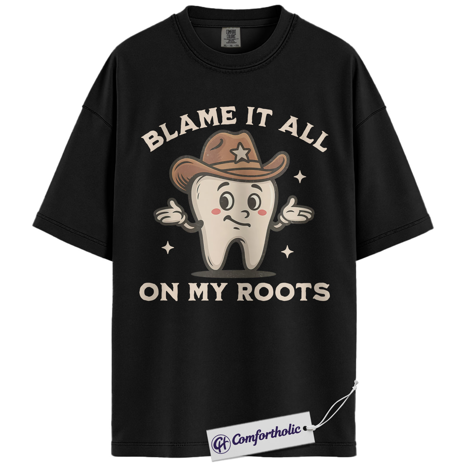 Funny Dentist Shirt, Cute Tooth Cowboy Graphic Tee, Dental Hygienist & Dental Assistant T-Shirt, Gift for Dental Pros, Comfort Colors Shirt - Image 3