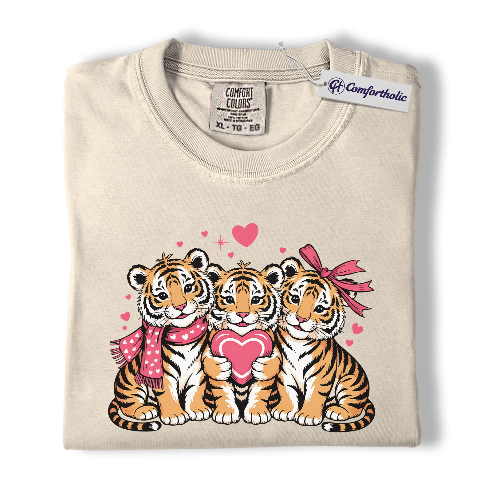 Valentine Tiger Cubs Shirt, Cute Heart Animal Graphic Tee, Tiger Lover T-Shirt, Valentine’s Day Gift for Animal Lovers, Comfort Colors Shirt - Image 5