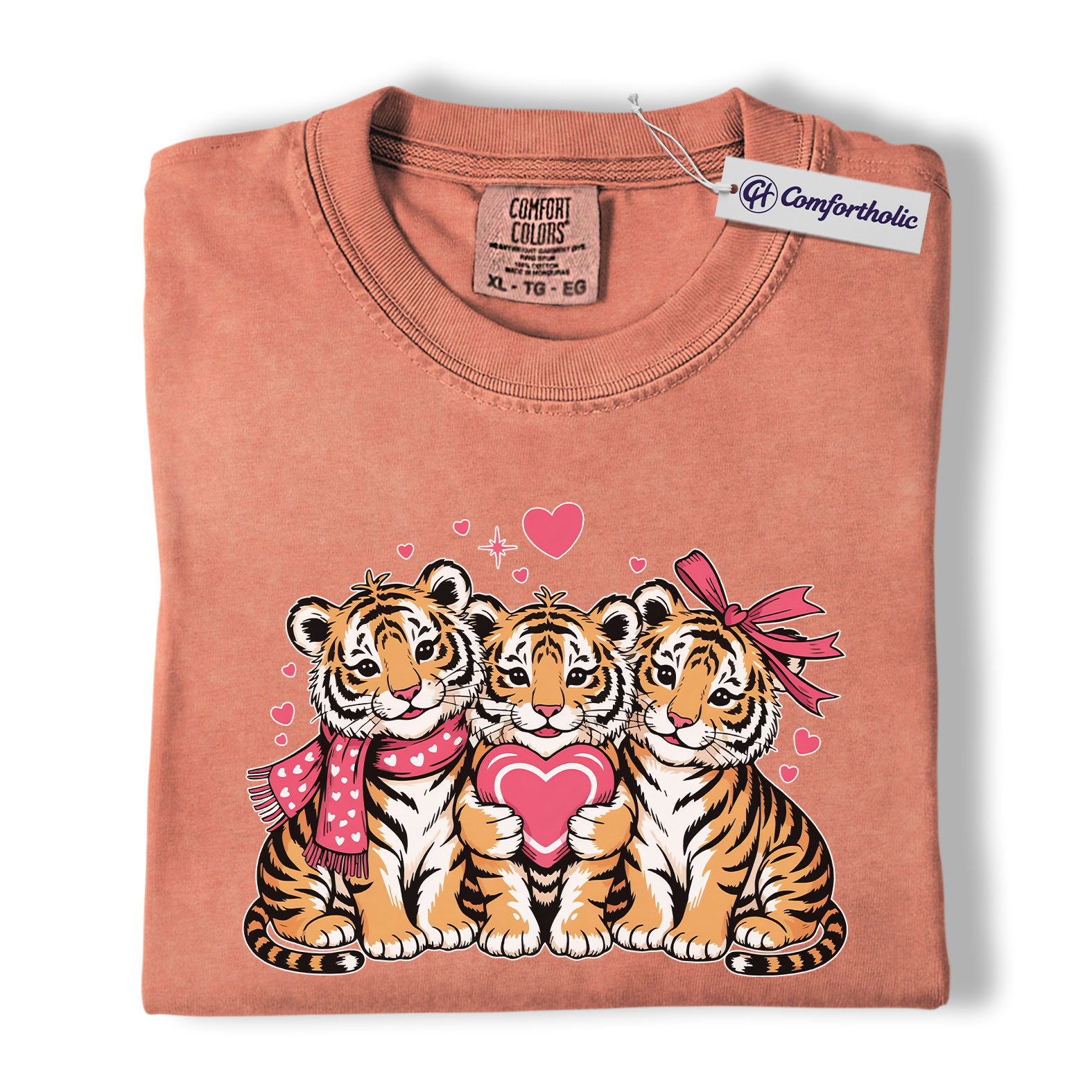 Valentine Tiger Cubs Shirt, Cute Heart Animal Graphic Tee, Tiger Lover T-Shirt, Valentine’s Day Gift for Animal Lovers, Comfort Colors Shirt - Image 8