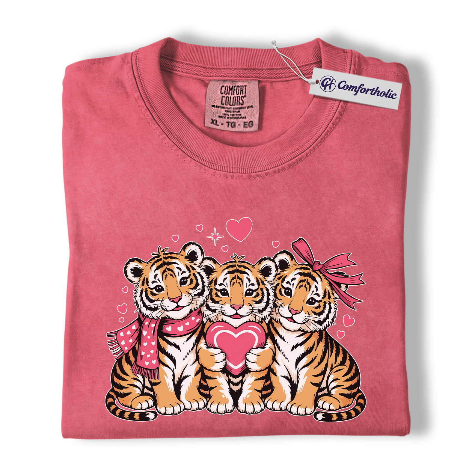 Valentine Tiger Cubs Shirt, Cute Heart Animal Graphic Tee, Tiger Lover T-Shirt, Valentine’s Day Gift for Animal Lovers, Comfort Colors Shirt - Image 9