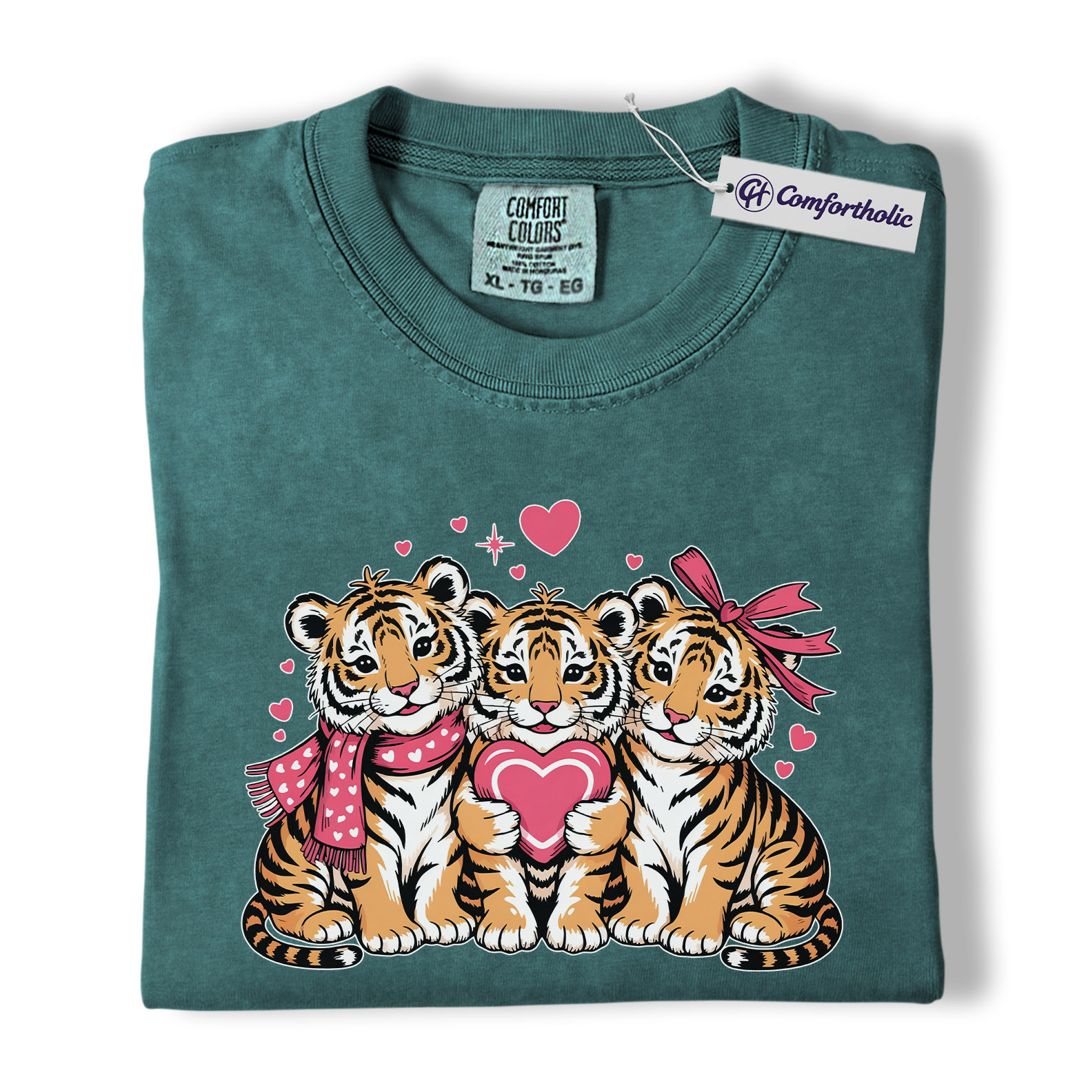 Valentine Tiger Cubs Shirt, Cute Heart Animal Graphic Tee, Tiger Lover T-Shirt, Valentine’s Day Gift for Animal Lovers, Comfort Colors Shirt - Image 11