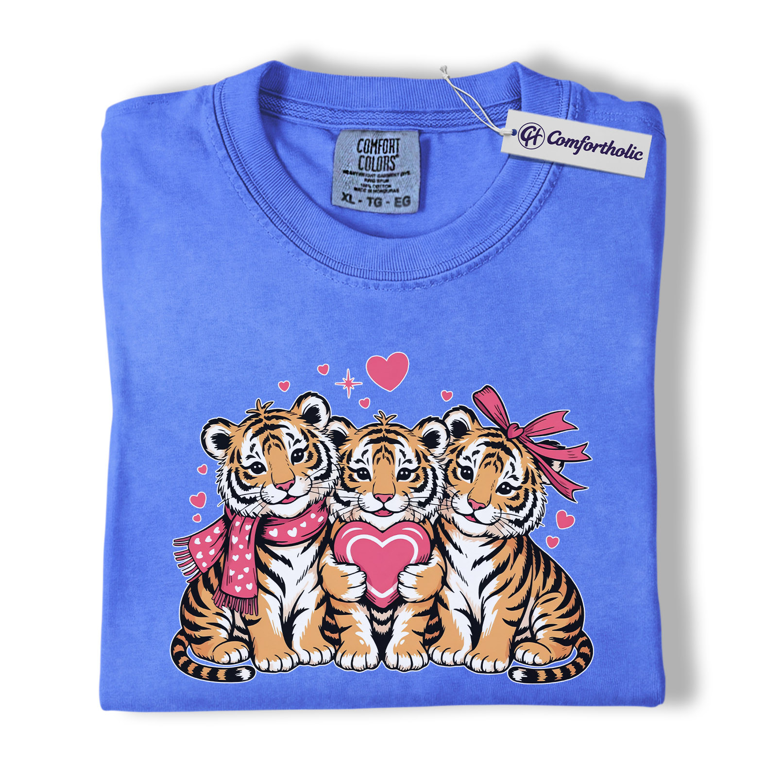 Valentine Tiger Cubs Shirt, Cute Heart Animal Graphic Tee, Tiger Lover T-Shirt, Valentine’s Day Gift for Animal Lovers, Comfort Colors Shirt - Image 12