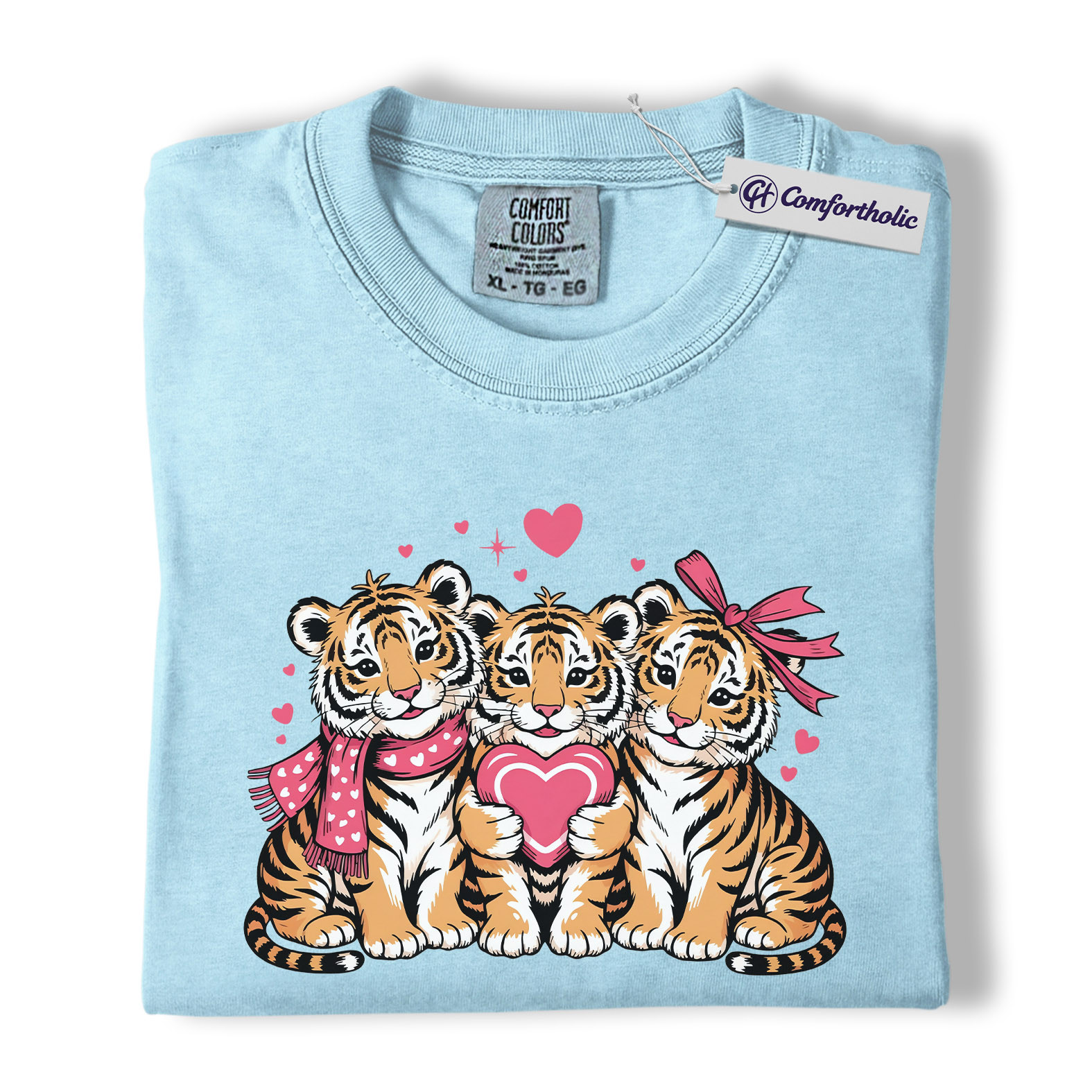 Valentine Tiger Cubs Shirt, Cute Heart Animal Graphic Tee, Tiger Lover T-Shirt, Valentine’s Day Gift for Animal Lovers, Comfort Colors Shirt - Image 14