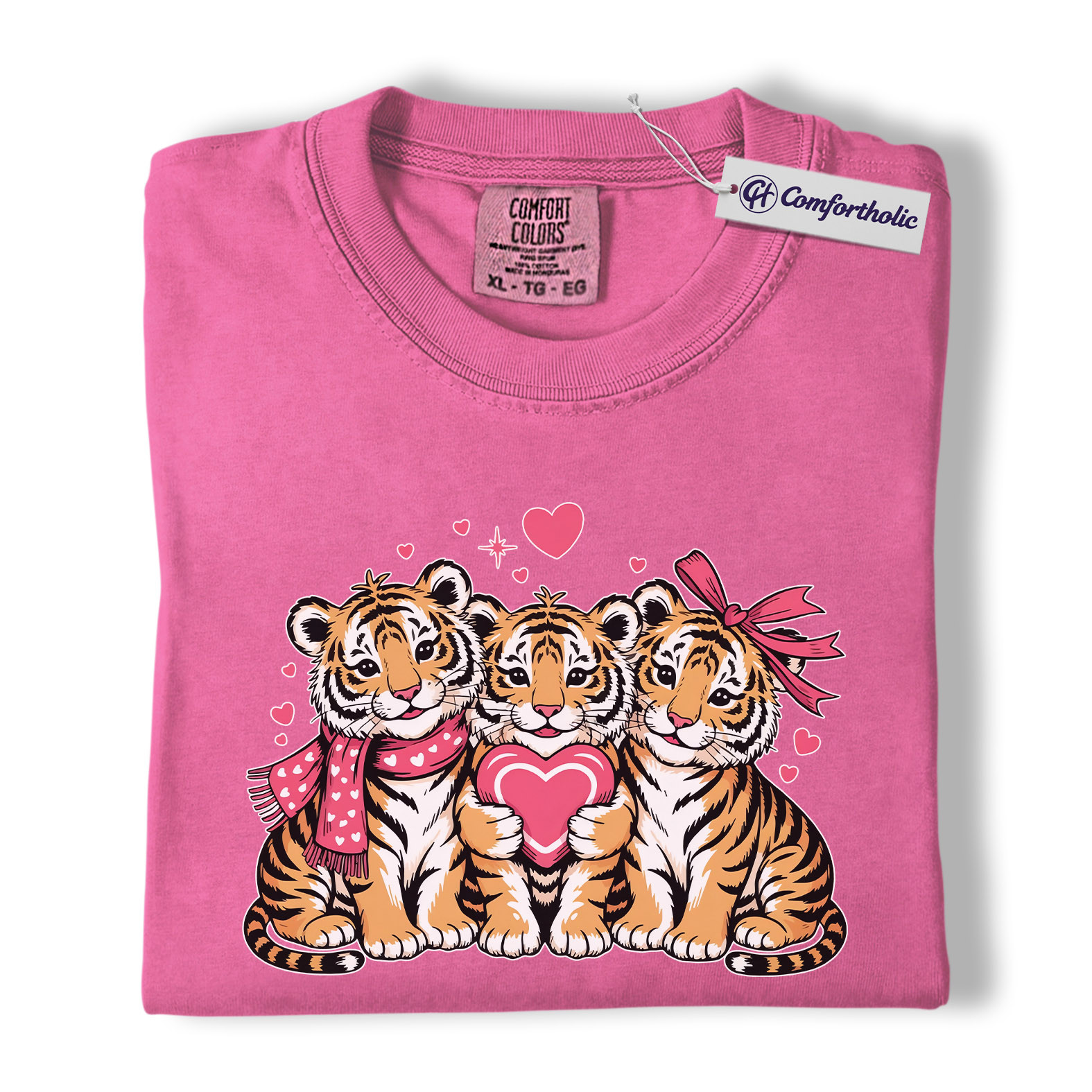 Valentine Tiger Cubs Shirt, Cute Heart Animal Graphic Tee, Tiger Lover T-Shirt, Valentine’s Day Gift for Animal Lovers, Comfort Colors Shirt - Image 16