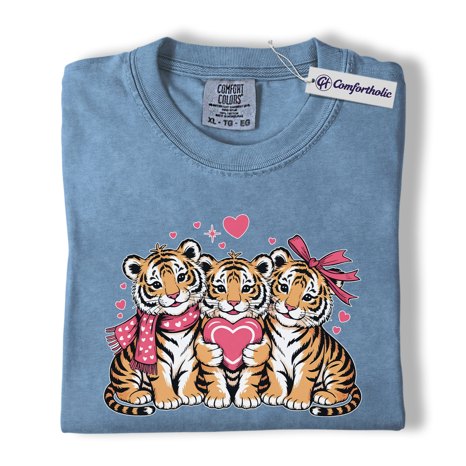 Valentine Tiger Cubs Shirt, Cute Heart Animal Graphic Tee, Tiger Lover T-Shirt, Valentine’s Day Gift for Animal Lovers, Comfort Colors Shirt - Image 17