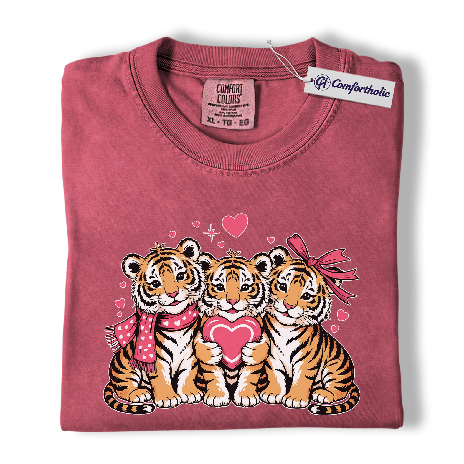 Valentine Tiger Cubs Shirt, Cute Heart Animal Graphic Tee, Tiger Lover T-Shirt, Valentine’s Day Gift for Animal Lovers, Comfort Colors Shirt - Image 18