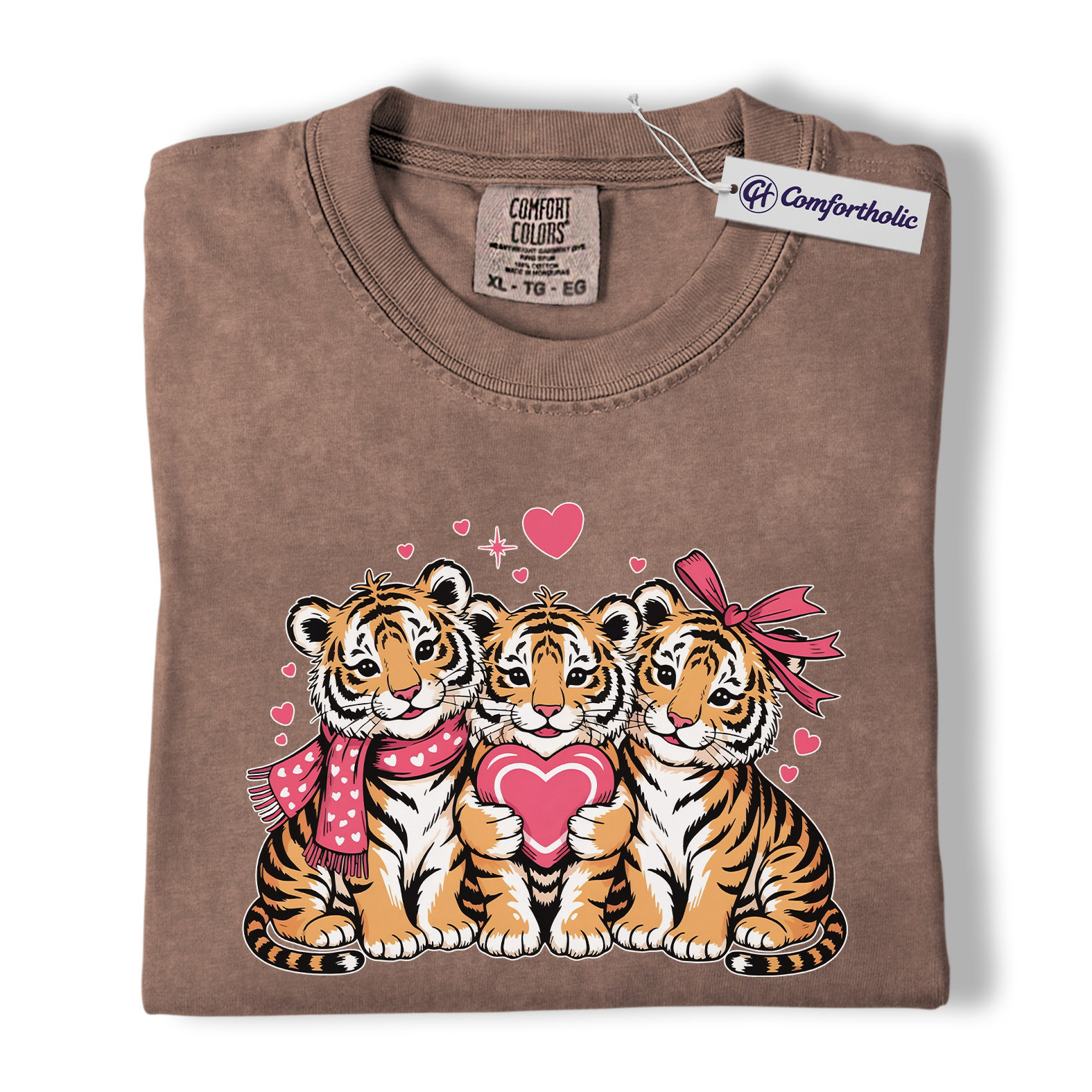 Valentine Tiger Cubs Shirt, Cute Heart Animal Graphic Tee, Tiger Lover T-Shirt, Valentine’s Day Gift for Animal Lovers, Comfort Colors Shirt - Image 19