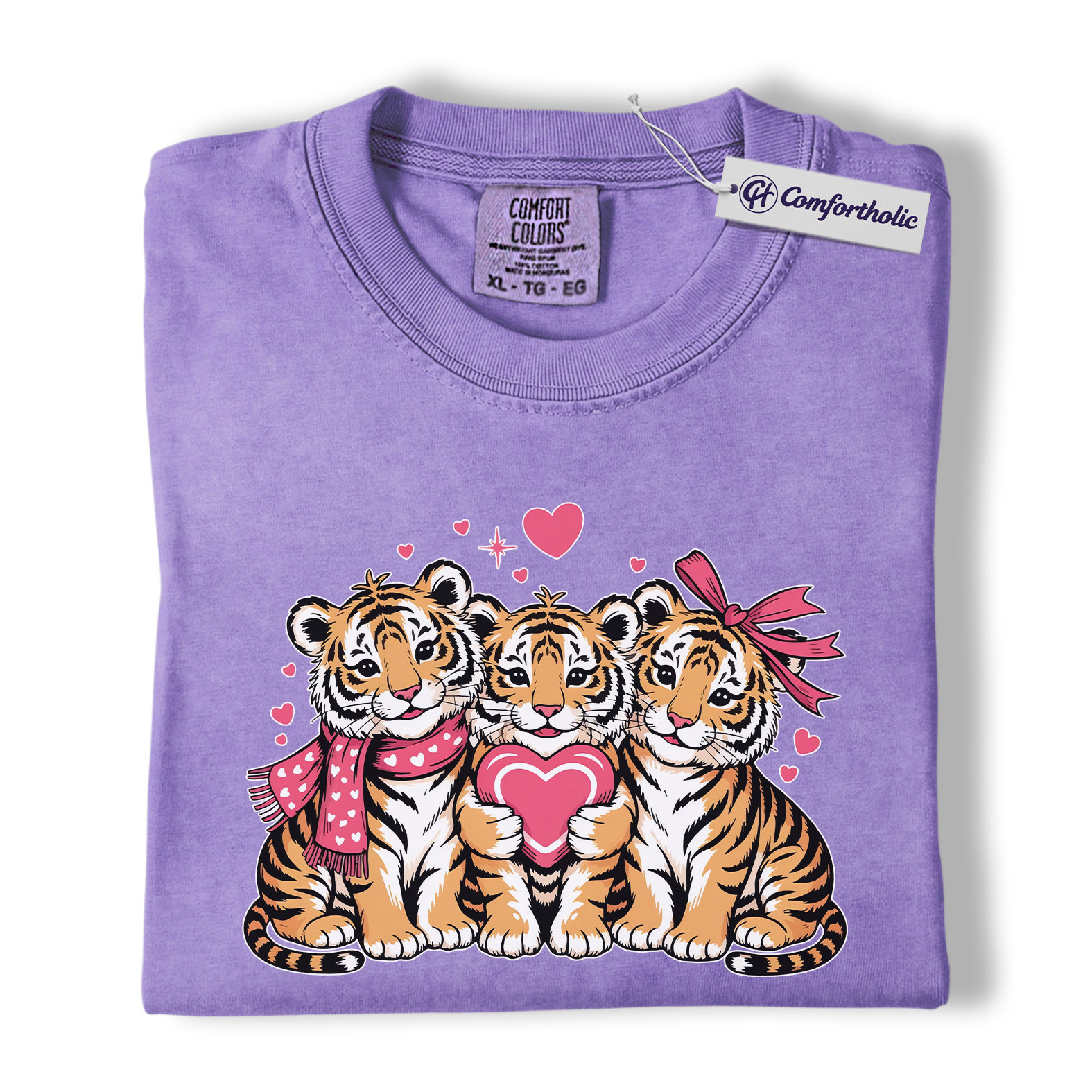 Valentine Tiger Cubs Shirt, Cute Heart Animal Graphic Tee, Tiger Lover T-Shirt, Valentine’s Day Gift for Animal Lovers, Comfort Colors Shirt - Image 20