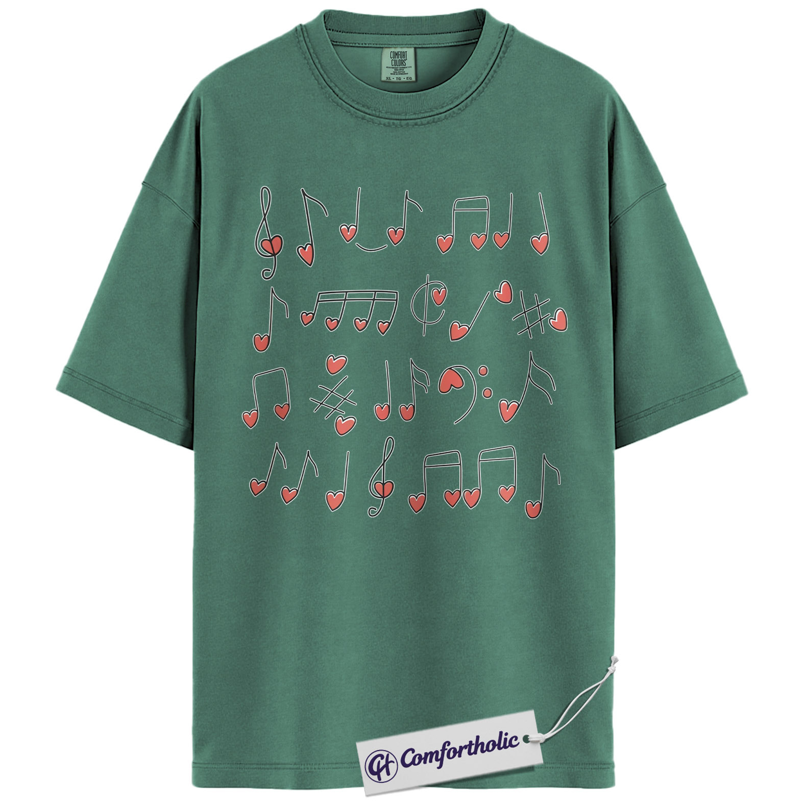 Valentine Music Notes Shirt, Cute Heart Note Graphic Tee, Music Teacher Choir Band T-Shirt, Valentine’s Day Gift for Musicians & Music Lovers, Comfort Colors Shirt - Image 10