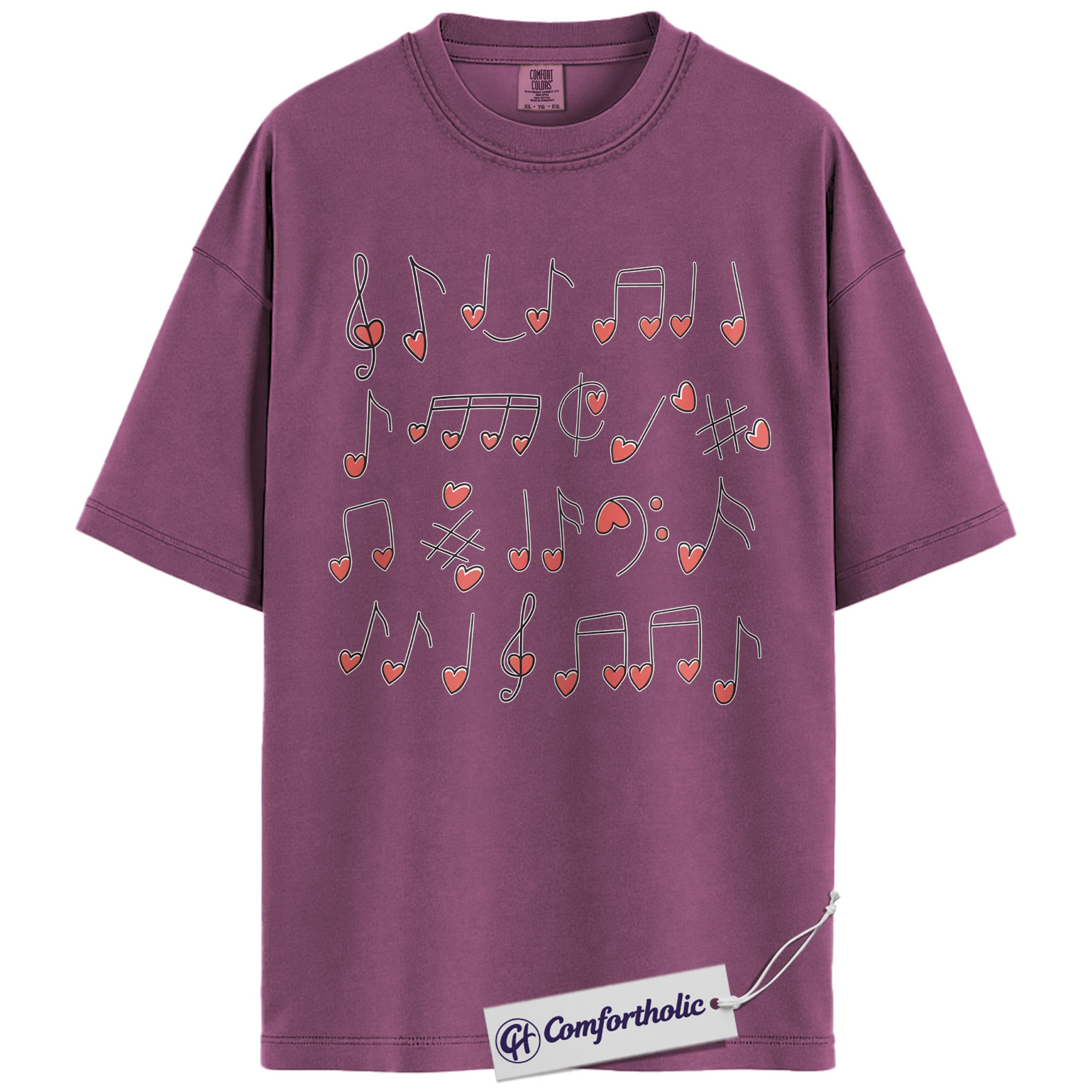 Valentine Music Notes Shirt, Cute Heart Note Graphic Tee, Music Teacher Choir Band T-Shirt, Valentine’s Day Gift for Musicians & Music Lovers, Comfort Colors Shirt - Image 15