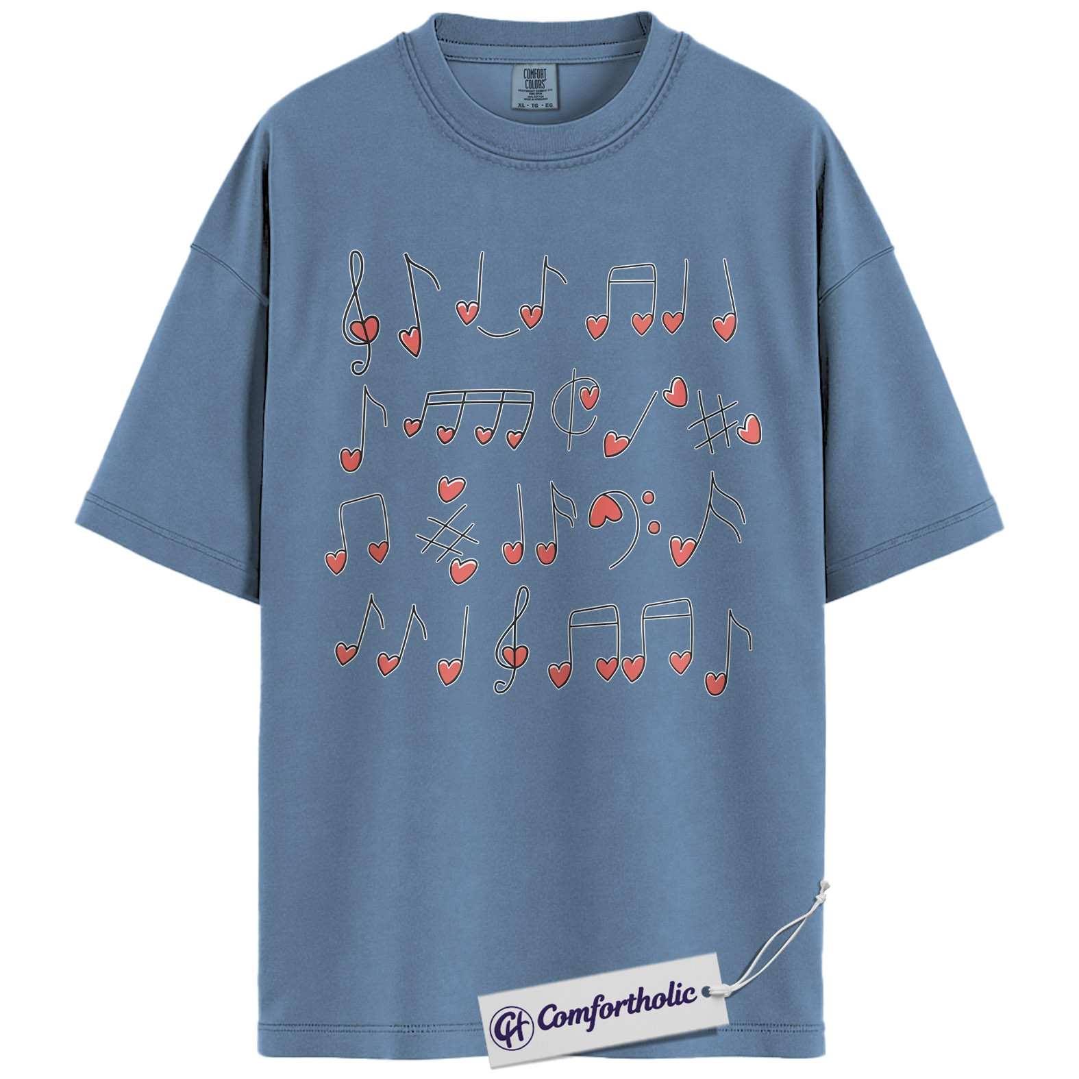 Valentine Music Notes Shirt, Cute Heart Note Graphic Tee, Music Teacher Choir Band T-Shirt, Valentine’s Day Gift for Musicians & Music Lovers, Comfort Colors Shirt - Image 17