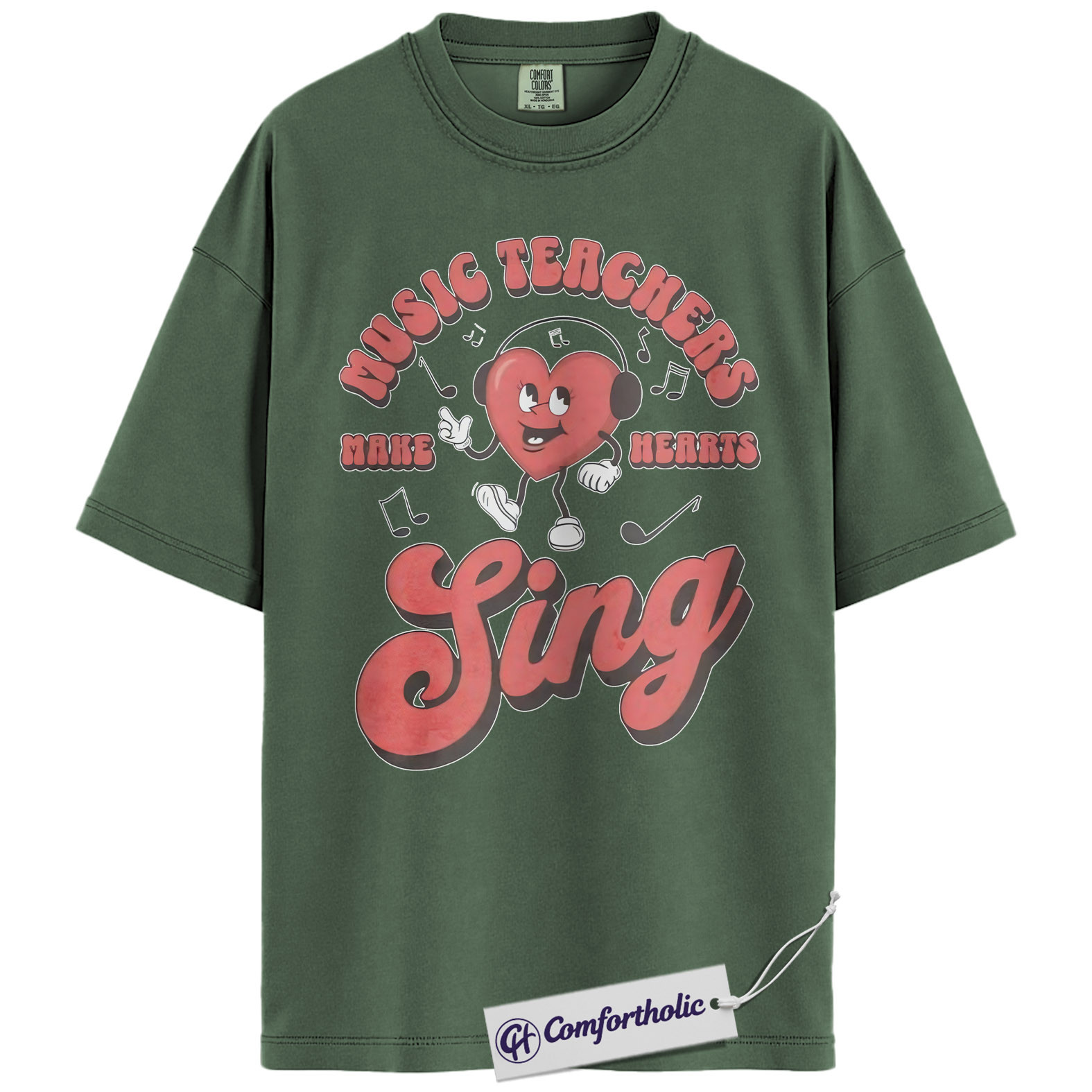 Music Teacher Shirt, Retro Singing Heart Graphic Tee, Choir & Band Teacher T-Shirt, Valentine’s Day Gift for Music Teachers, Comfort Colors Shirt - Image 6