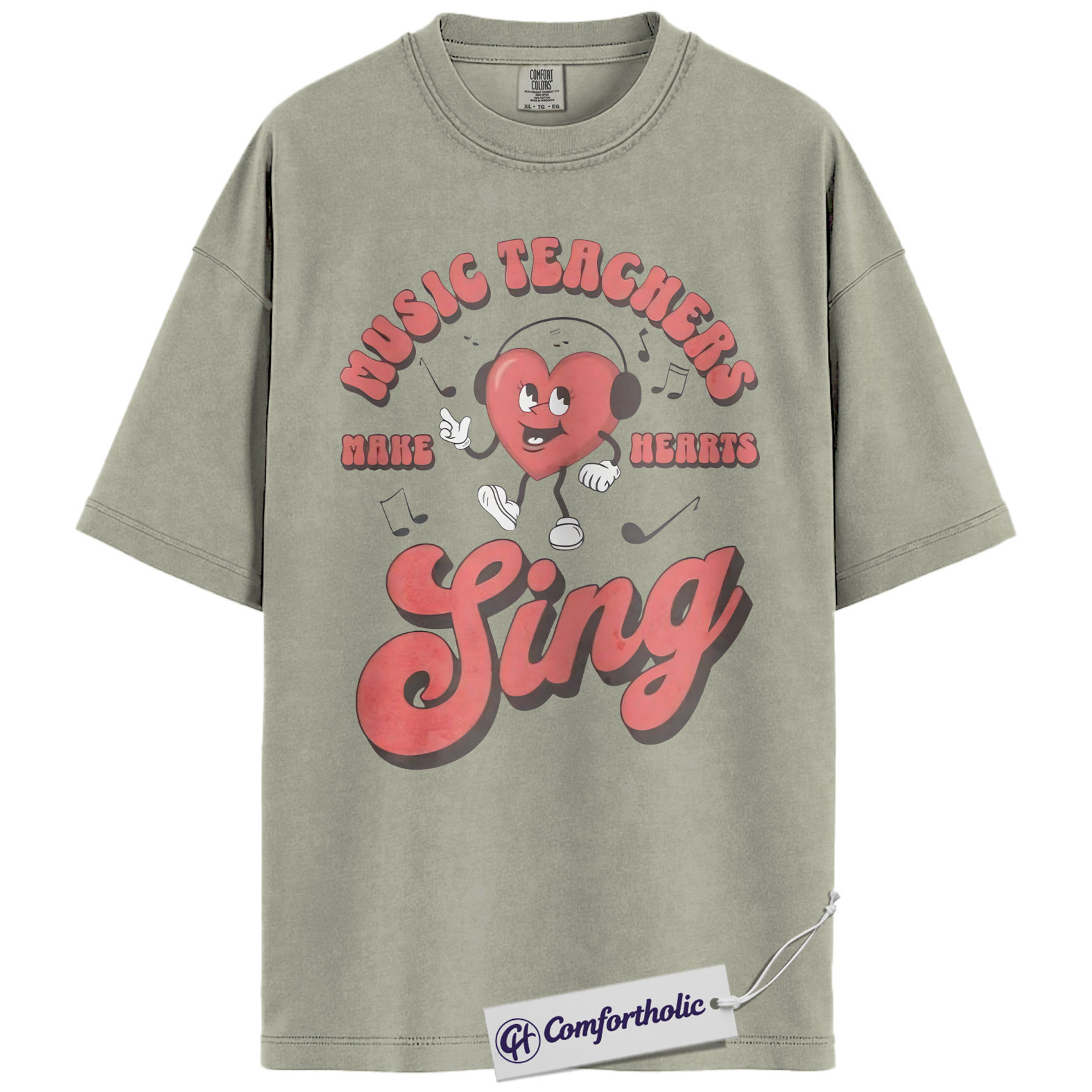 Music Teacher Shirt, Retro Singing Heart Graphic Tee, Choir & Band Teacher T-Shirt, Valentine’s Day Gift for Music Teachers, Comfort Colors Shirt - Image 7