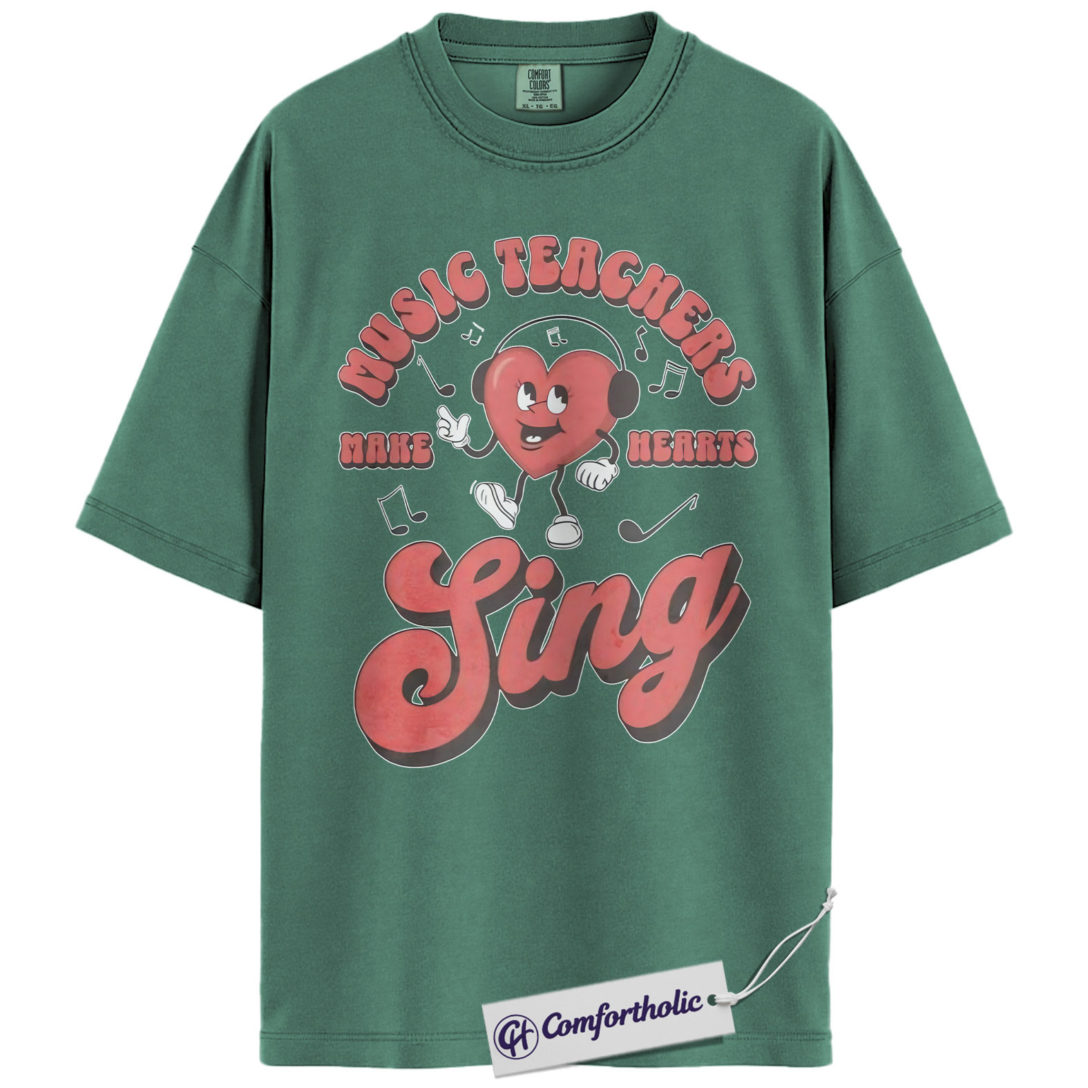 Music Teacher Shirt, Retro Singing Heart Graphic Tee, Choir & Band Teacher T-Shirt, Valentine’s Day Gift for Music Teachers, Comfort Colors Shirt - Image 10