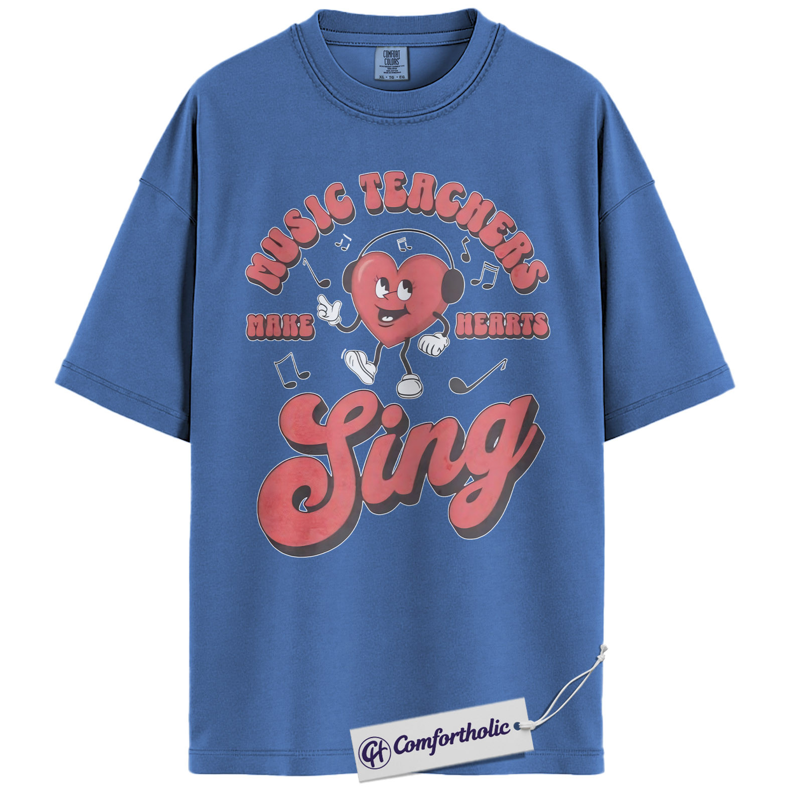 Music Teacher Shirt, Retro Singing Heart Graphic Tee, Choir & Band Teacher T-Shirt, Valentine’s Day Gift for Music Teachers, Comfort Colors Shirt - Image 12