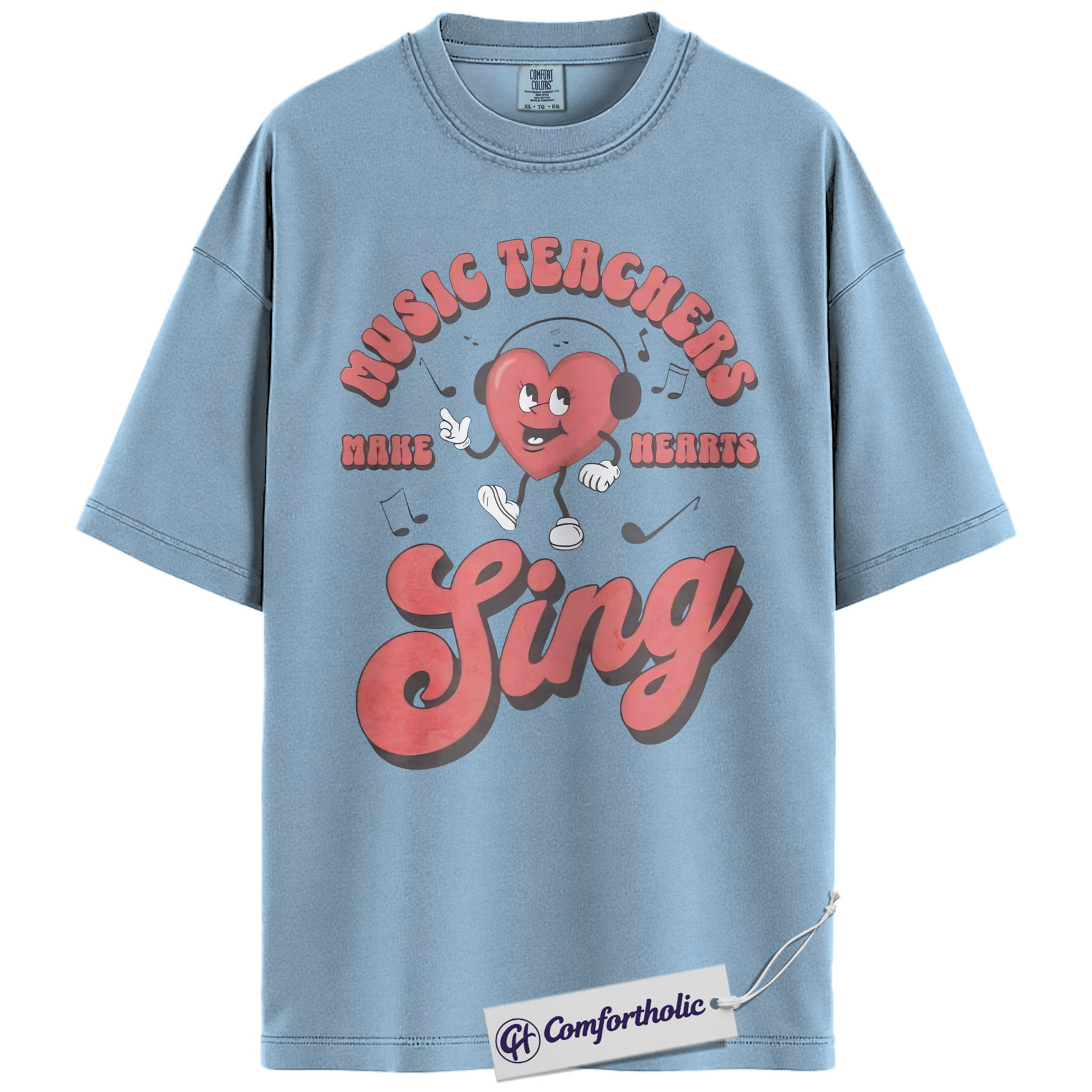 Music Teacher Shirt, Retro Singing Heart Graphic Tee, Choir & Band Teacher T-Shirt, Valentine’s Day Gift for Music Teachers, Comfort Colors Shirt - Image 14