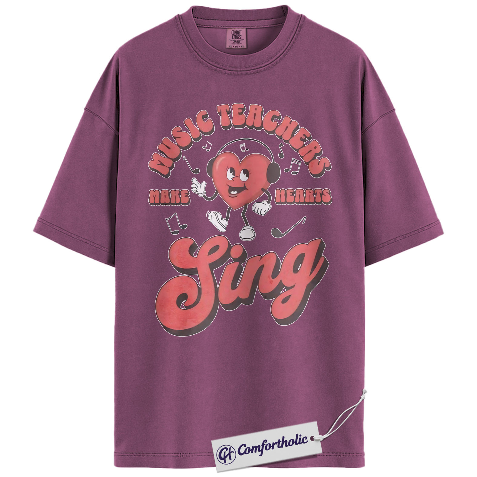 Music Teacher Shirt, Retro Singing Heart Graphic Tee, Choir & Band Teacher T-Shirt, Valentine’s Day Gift for Music Teachers, Comfort Colors Shirt - Image 15
