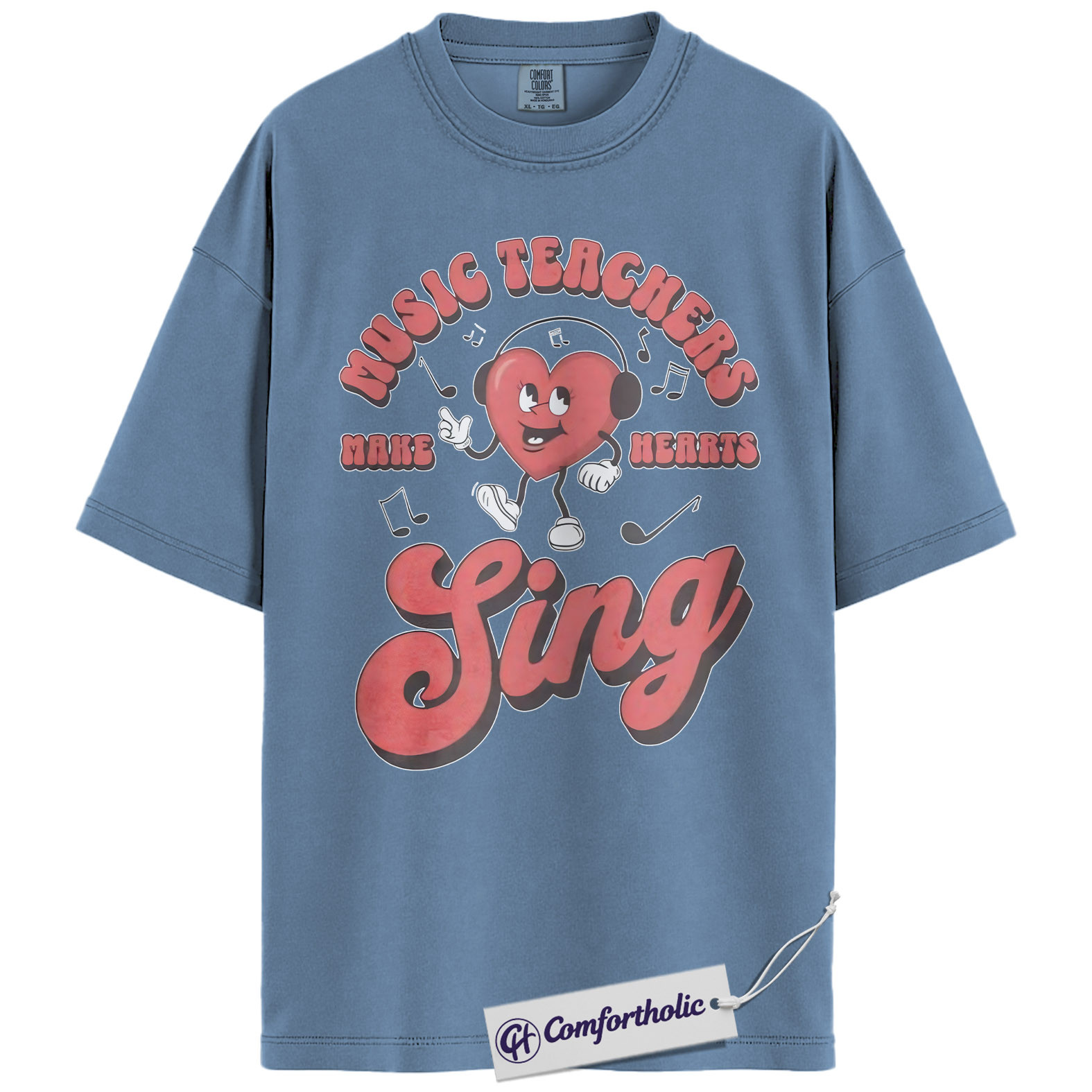 Music Teacher Shirt, Retro Singing Heart Graphic Tee, Choir & Band Teacher T-Shirt, Valentine’s Day Gift for Music Teachers, Comfort Colors Shirt - Image 17