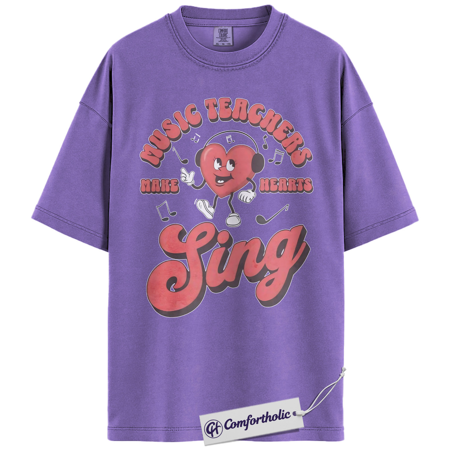 Music Teacher Shirt, Retro Singing Heart Graphic Tee, Choir & Band Teacher T-Shirt, Valentine’s Day Gift for Music Teachers, Comfort Colors Shirt - Image 20