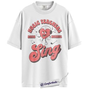 Alternative view of Music Teacher Shirt, Retro Singing Heart Graphic Tee, Choir & Band Teacher T-Shirt, Valentine’s Day Gift for Music Teachers, Comfort Colors Shirt