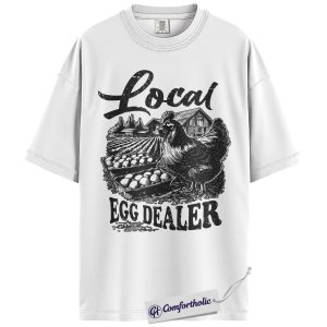 Alternative view of Local Egg Dealer Shirt, Vintage Backyard Chicken Graphic Tee, Funny Farm Animal T-Shirt, Gift for Chicken Lovers & Homestead Moms, Comfort Colors Shirt