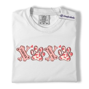Alternative view of Valentine Dog Lover Shirt, Cute Paw Print Graphic Tee, Funny Dog Mom T-Shirt, Gift for Dog Moms & Pet Lovers, Comfort Colors Shirt