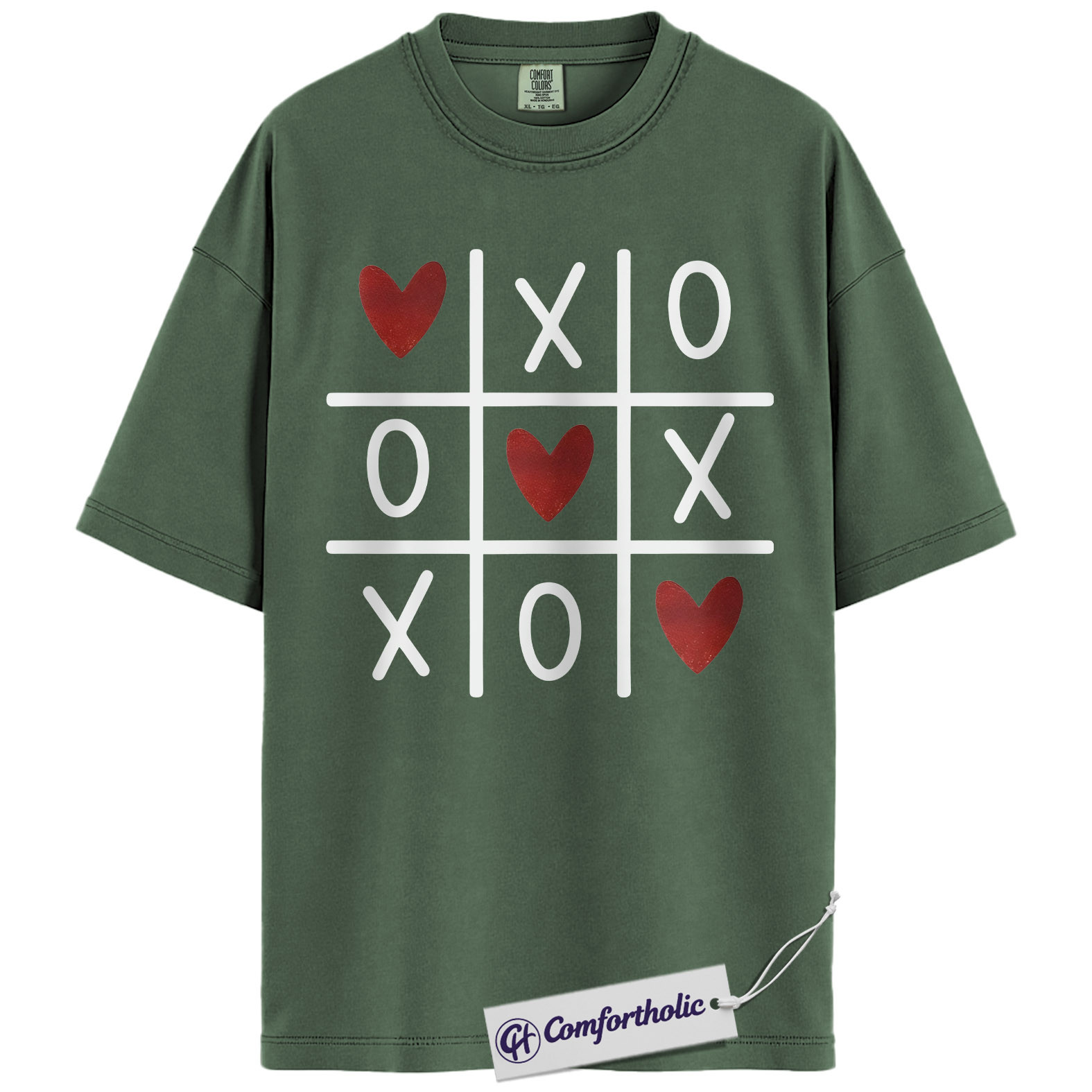 Valentine Tic Tac Toe Shirt, XOXO Heart Game Graphic Tee, Couple Matching T-Shirt, Valentines Day Gift for Boyfriend Girlfriend, Comfort Colors Shirt - Image 6