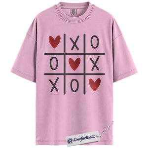 Valentine Tic Tac Toe Shirt, XOXO Heart Game Graphic Tee, Couple Matching T-Shirt, Valentines Day Gift for Boyfriend Girlfriend, Comfort Colors Shirt
