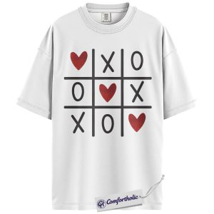 Alternative view of Valentine Tic Tac Toe Shirt, XOXO Heart Game Graphic Tee, Couple Matching T-Shirt, Valentines Day Gift for Boyfriend Girlfriend, Comfort Colors Shirt
