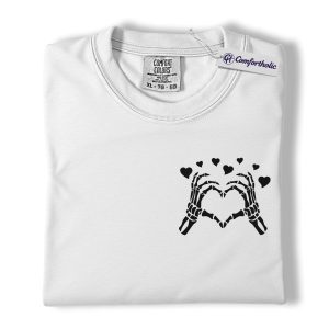 Alternative view of Skeleton Hands Heart Shirt, Minimal Gothic Valentine Graphic Tee, Spooky Love Aesthetic T-Shirt, Valentine Gift for Couples, Comfort Colors Shirt